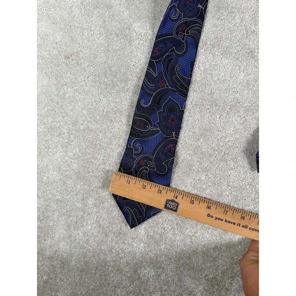 Ermenegildo Zegna Tie 100% Silk Blue Navy Red Paisley Made in Italy Mens
